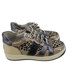 Vaddia Bookie Animal Print Fashion Sneaker Shoes Cream Silver Women EU 36 US 5.5